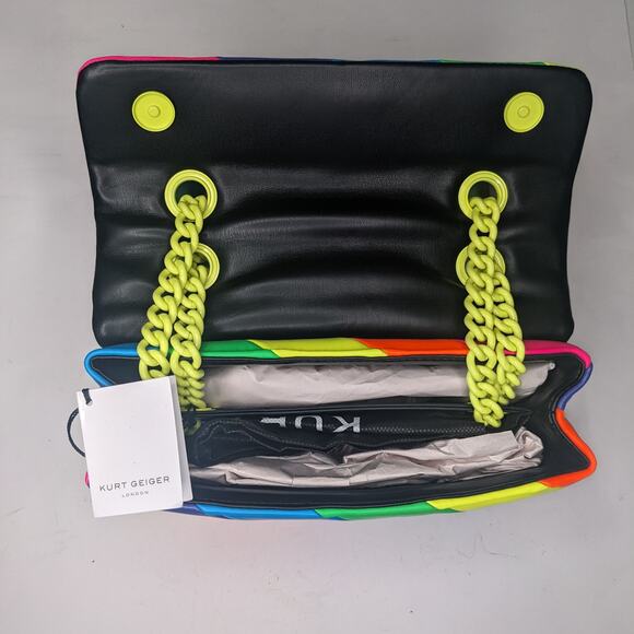KURT GEIGER Brixton Lock Bag in Neon Rainbow New With Tag Retail $325 - Picture 5 of 12